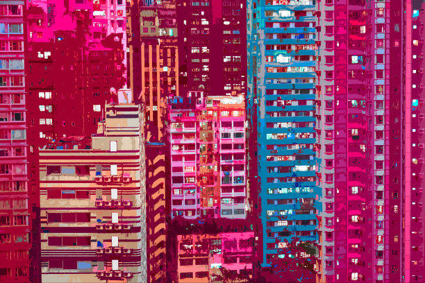 市中心的住宅建筑。香港。图片下载