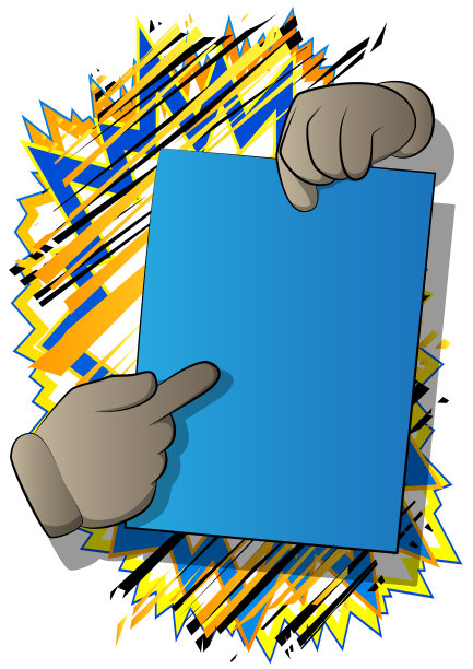 卡通手拿着纸指着它。图片下载