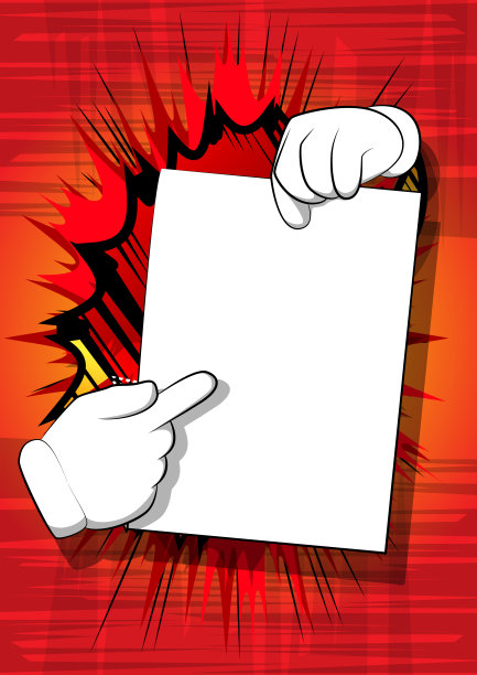 卡通手拿着纸指着它。图片下载