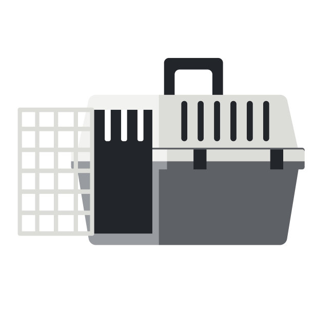 打开宠物载体平面插图上的白色图片下载