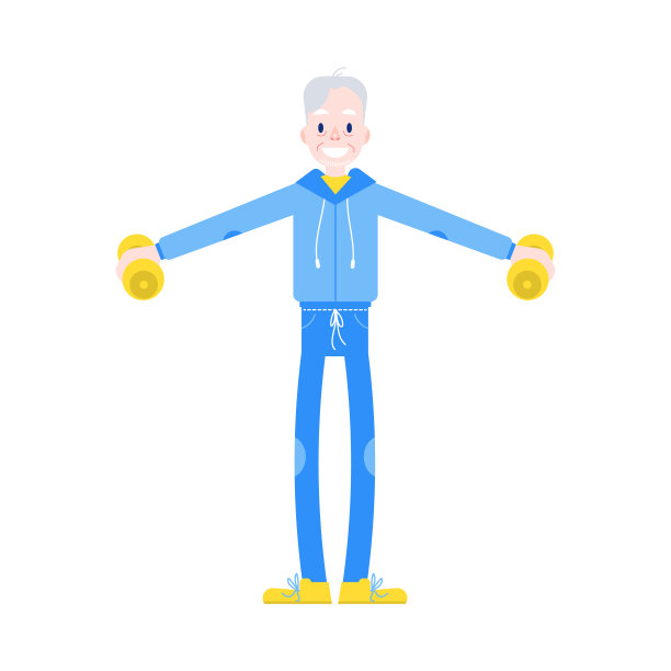 矢平老人在运动服哑铃举图片下载