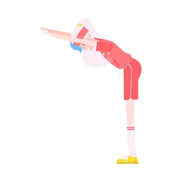 矢量插图的祖母使躯干向前弯曲在平坦的风格。图片下载