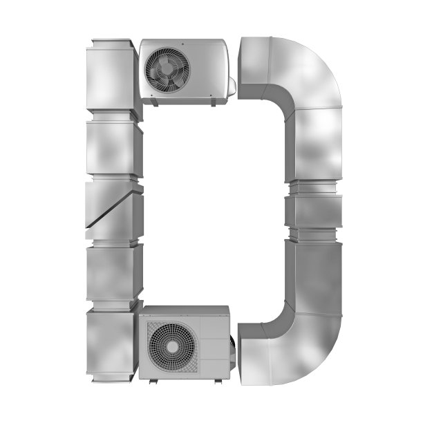 字母D的空调和通风管道图片下载