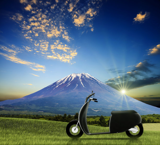 电动自行车的3d渲染孤立与单一颜色图片下载