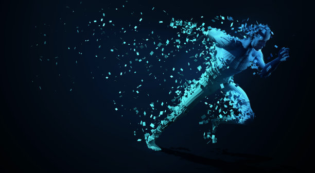 运动背景。低聚跑步人的概念。低多边形短跑运动员。3d渲染模板小册子，传单，演示，标志，打印，传单，横幅。图片下载