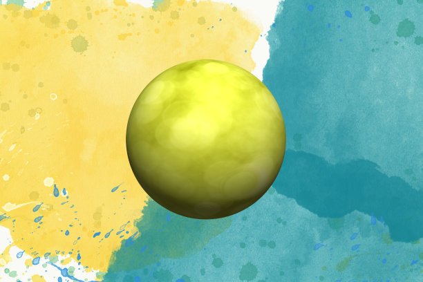 黄色水彩画球图片下载