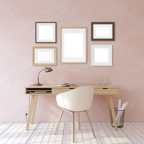 家庭办公室。内饰和框架模型。3 d渲染。图片下载