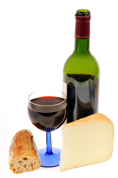 红酒，奶酪和面包图片下载