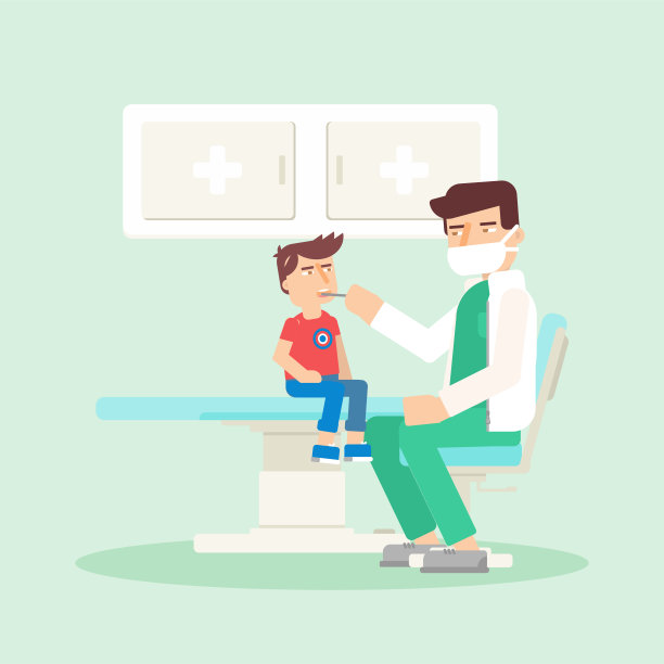 小儿科办公室小男孩平面插图图片下载