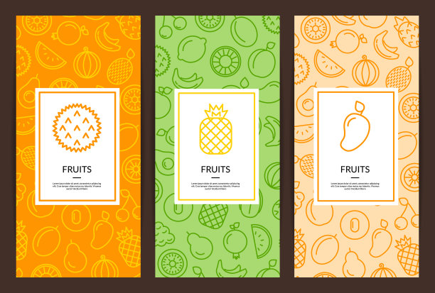 向量线水果图标传单模板插图图片下载