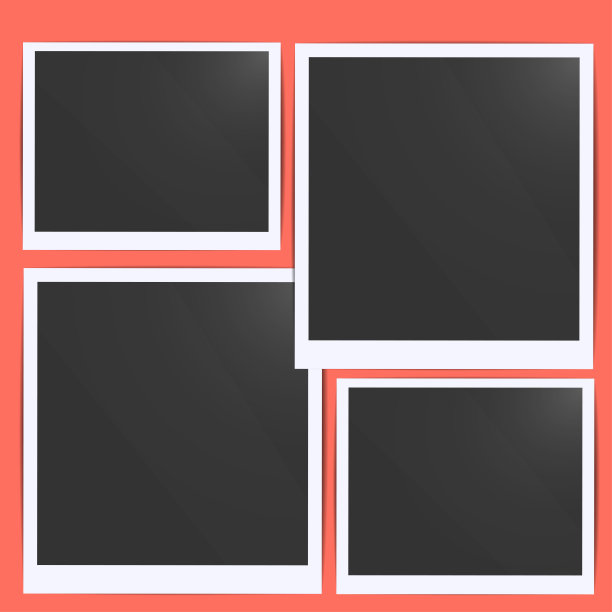 黑色空相框与白色边界孤立在一个粉红色的红色透明背景。矢量插图老时尚和复古风格。图片下载