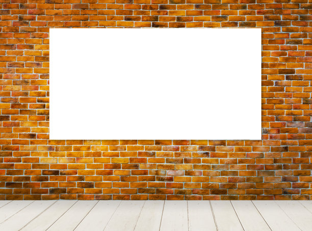 复古风格砖墙背景上的空白框架图片下载