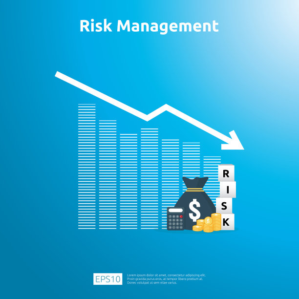 风险管理和财务识别。评估和挑战在业务预防保护。公司绩效分析概念。平面设计矢量插图中的商业和市场理念图片下载