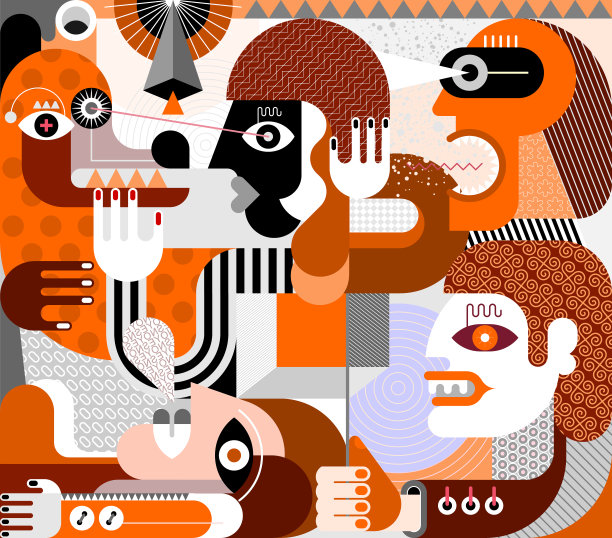 人和一只大狗矢量插图图片下载