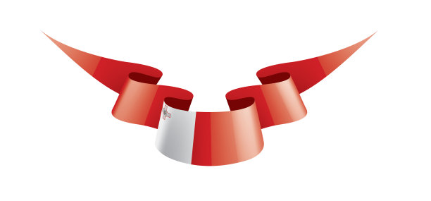 马耳他国旗，白色背景矢量插图图片下载