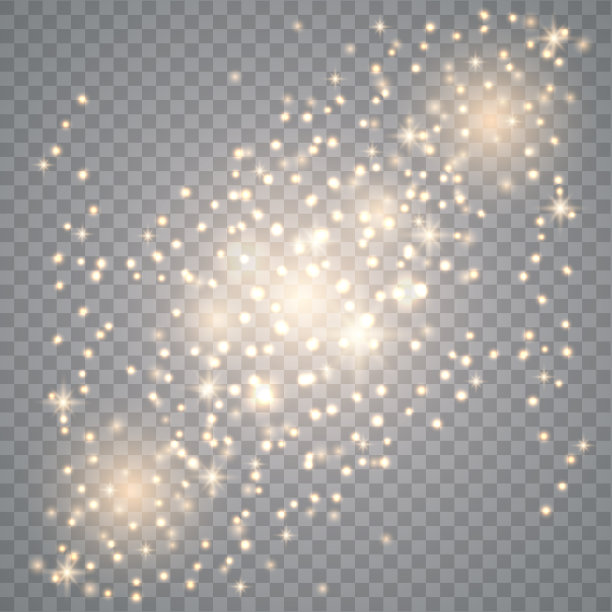 黄金神奇的星尘。云的星星。发光的火花。矢量图图片下载