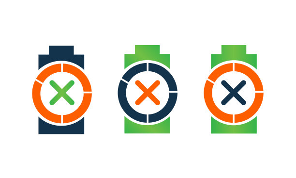 电池矢量删除图标。不同颜色的电池矢量图标概念图片下载