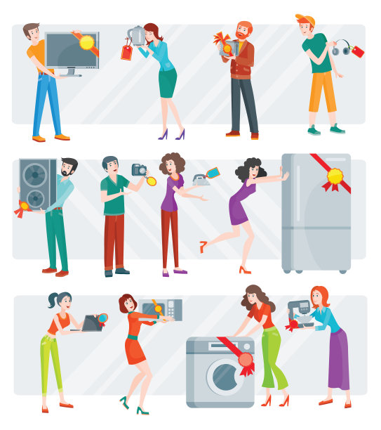 电子商店销售矢量上的人集图片下载