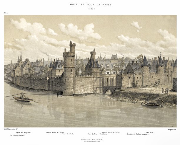 在1380年的Nesle酒店和塔楼。1875年的巴黎图片下载