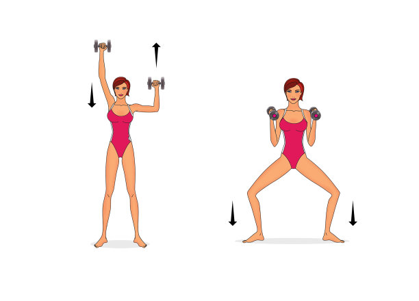 用哑铃训练手臂和躯干的肌肉。图片下载