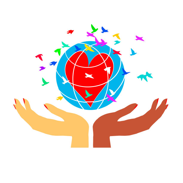 女人的手用一颗心握住地球。图片下载