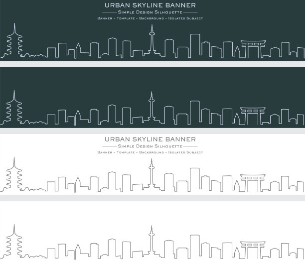 京都单线天际线横幅图片下载