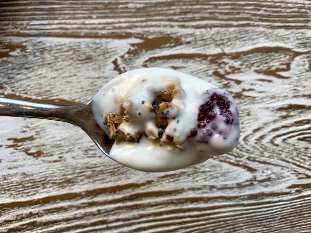 满满一勺希腊酸奶和什锦麦片图片下载