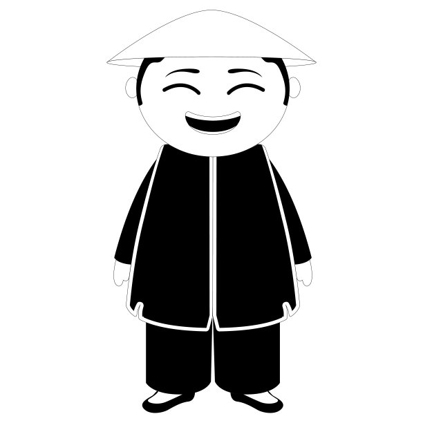 孤立的传统亚洲卡通人物图片下载