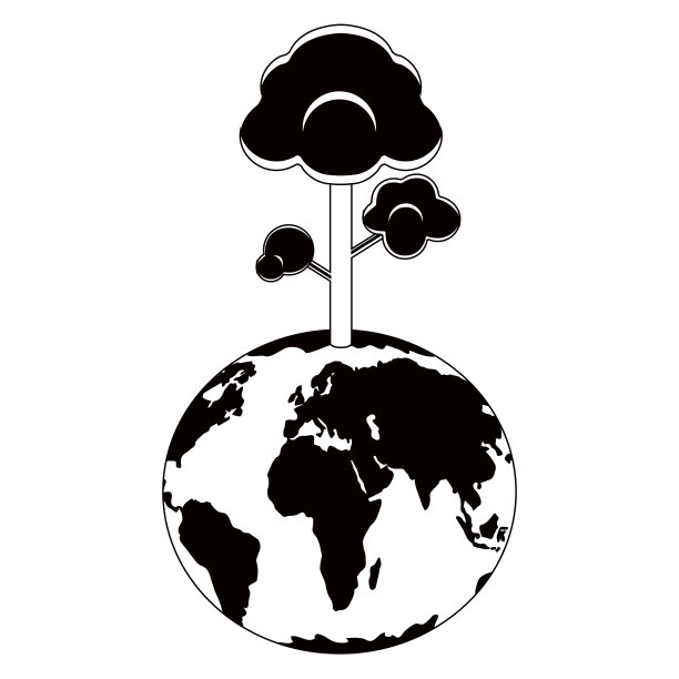 地球行星的剪影和一棵树图片下载