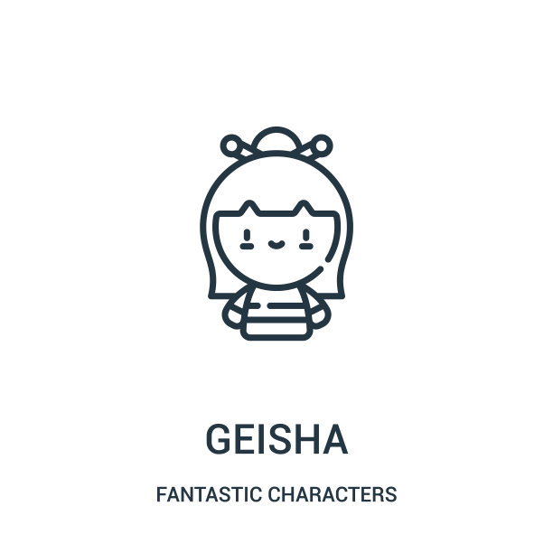 艺伎偶像向量从神奇的角色收集。细线艺妓轮廓图标矢量插图。图片下载