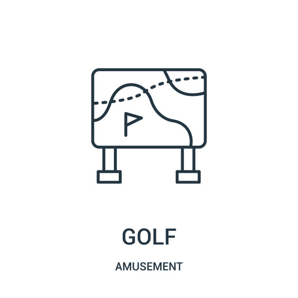 高尔夫图标向量从娱乐收集。细线高尔夫轮廓图标矢量插图。图片下载