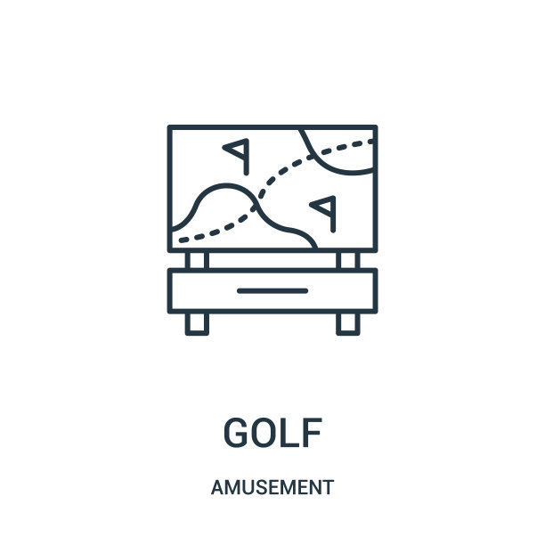高尔夫图标向量从娱乐收集。细线高尔夫轮廓图标矢量插图。图片下载