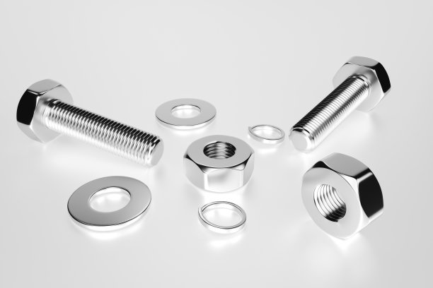 螺栓，螺母，垫圈，种植者。三维渲染图片下载
