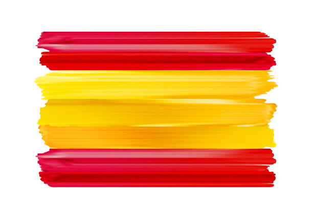 西班牙彩色的笔触绘国旗。图片下载