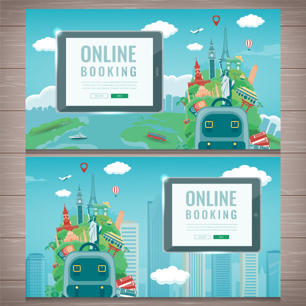 旅游作文与著名的世界地标。旅行和旅游。网站模板的概念。向量图片下载