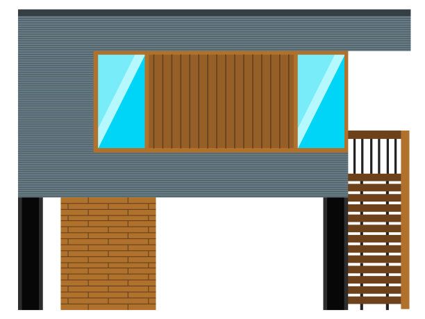 一个现代房子的正面视图图片下载