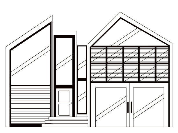 现代住宅的单色前视图图片下载