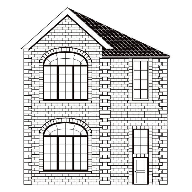 现代住宅的单色前视图图片下载