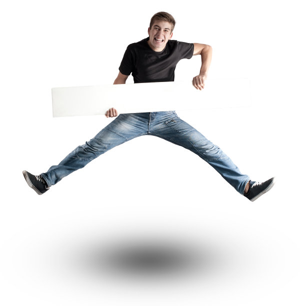 举着横幅跳的年轻人图片下载