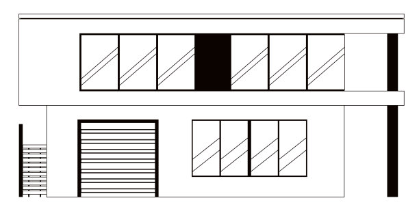 现代住宅的单色前视图图片下载