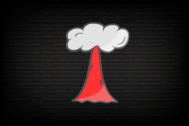 砖墙背景上绘有原子弹爆炸蘑菇的玻璃图标。路边的标语图片下载