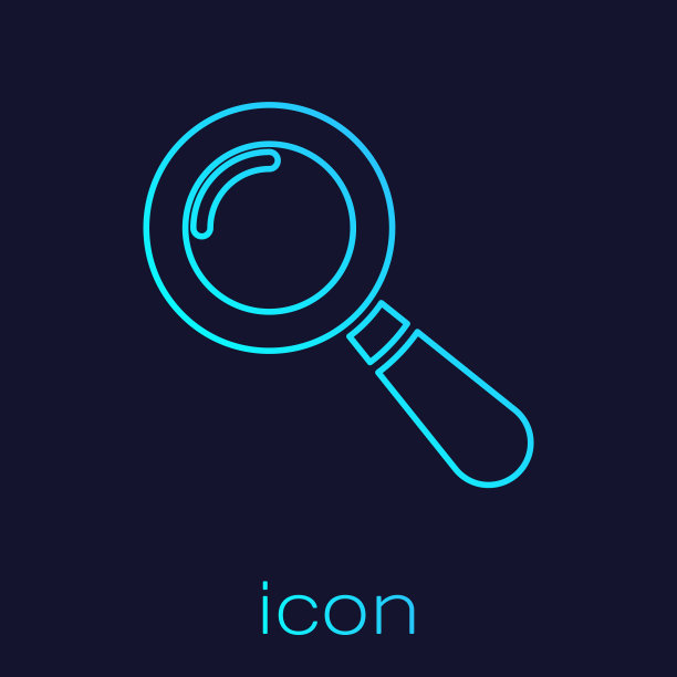 绿松石放大镜线图标孤立在蓝色背景。搜索，聚焦，缩放，商业符号。矢量图图片下载