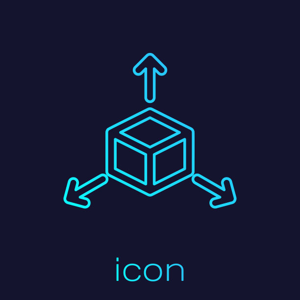 绿松石等距立方体线图标孤立在蓝色背景。几何立方体固体图标。3 d广场的迹象。盒子的象征。矢量图图片下载