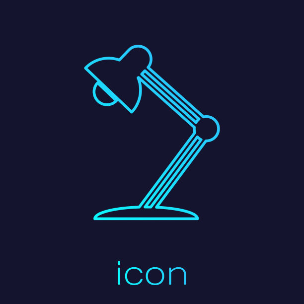 绿松石台灯线图标孤立在蓝色背景。表办公室灯。矢量图图片下载