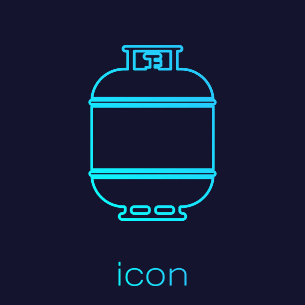 绿松石丙烷气罐管道图标隔离在蓝色背景上。可燃油箱图标。矢量图图片下载