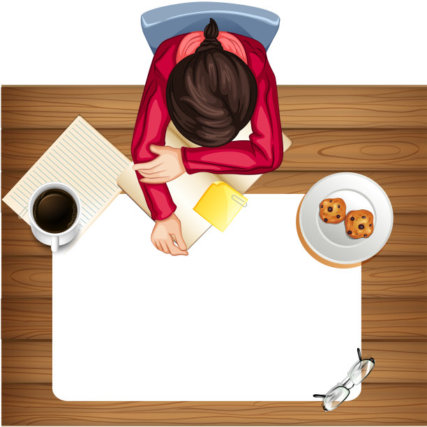 桌子上女孩的俯视图图片下载