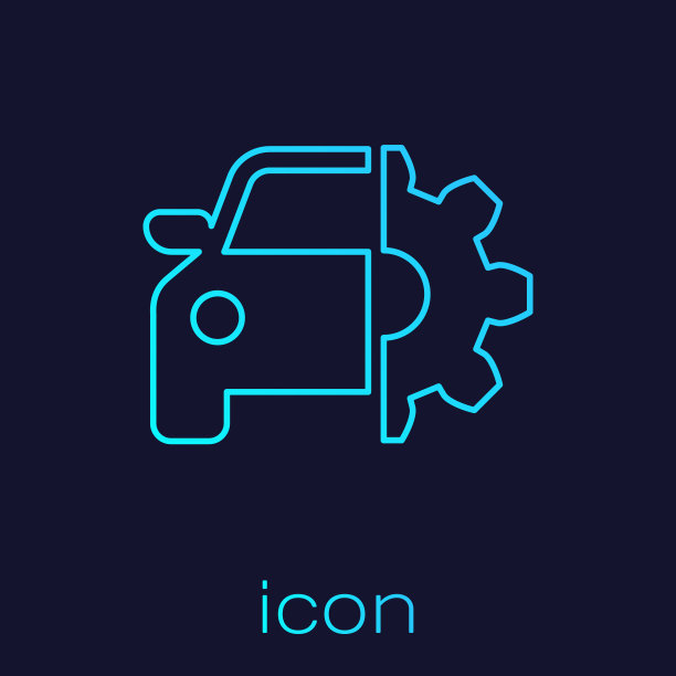 绿松石汽车服务线图标孤立在蓝色背景。汽车修理工服务。机械服务。修理服务，汽车修理工。维修的迹象。矢量图图片下载