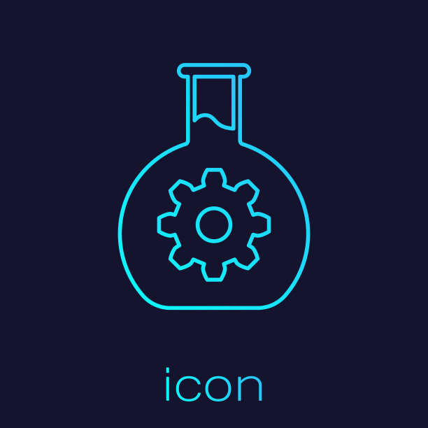 绿松石生物工程线图标孤立在蓝色背景。基因和生物工程元素的图标。生物学，分子，化学图标。矢量图图片下载