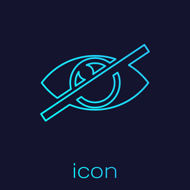 绿松石不可见或隐藏线图标孤立在蓝色背景。矢量图图片下载