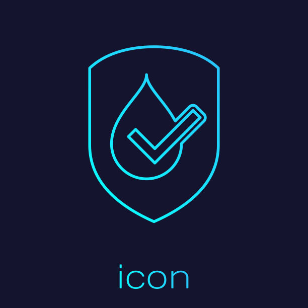 绿松石防水线图标隔离在蓝色背景。防水或液体保护概念。矢量图图片下载